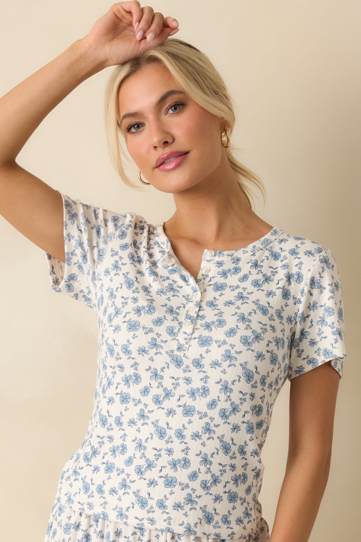 Z Supply Blue Faye Ditsy Floral Top