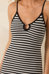 Z Supply Majestic Black Stripe Cotton Blend Midi Dress