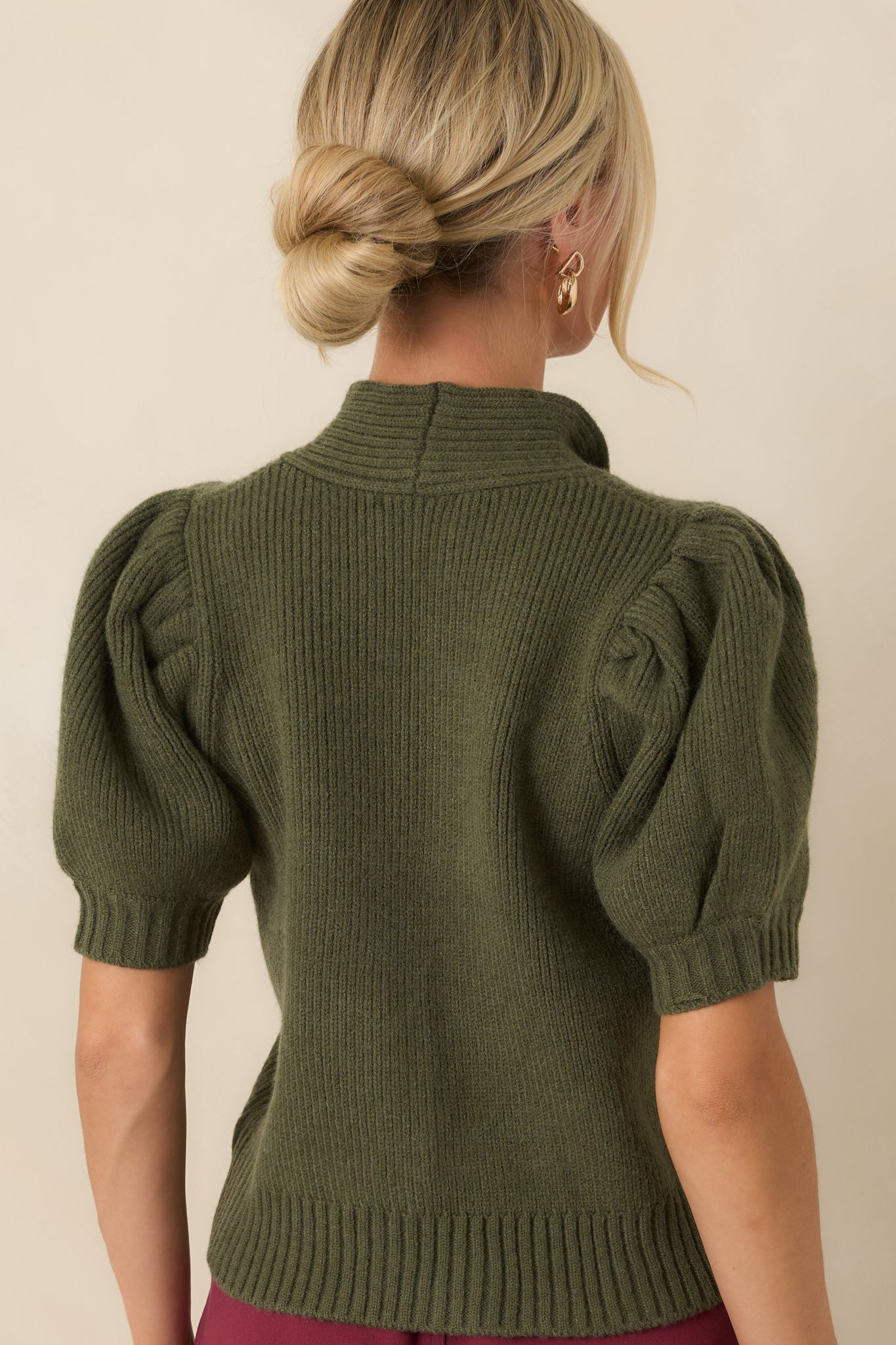 Tied Up Beautifully Olive Knit Tie Neck Top