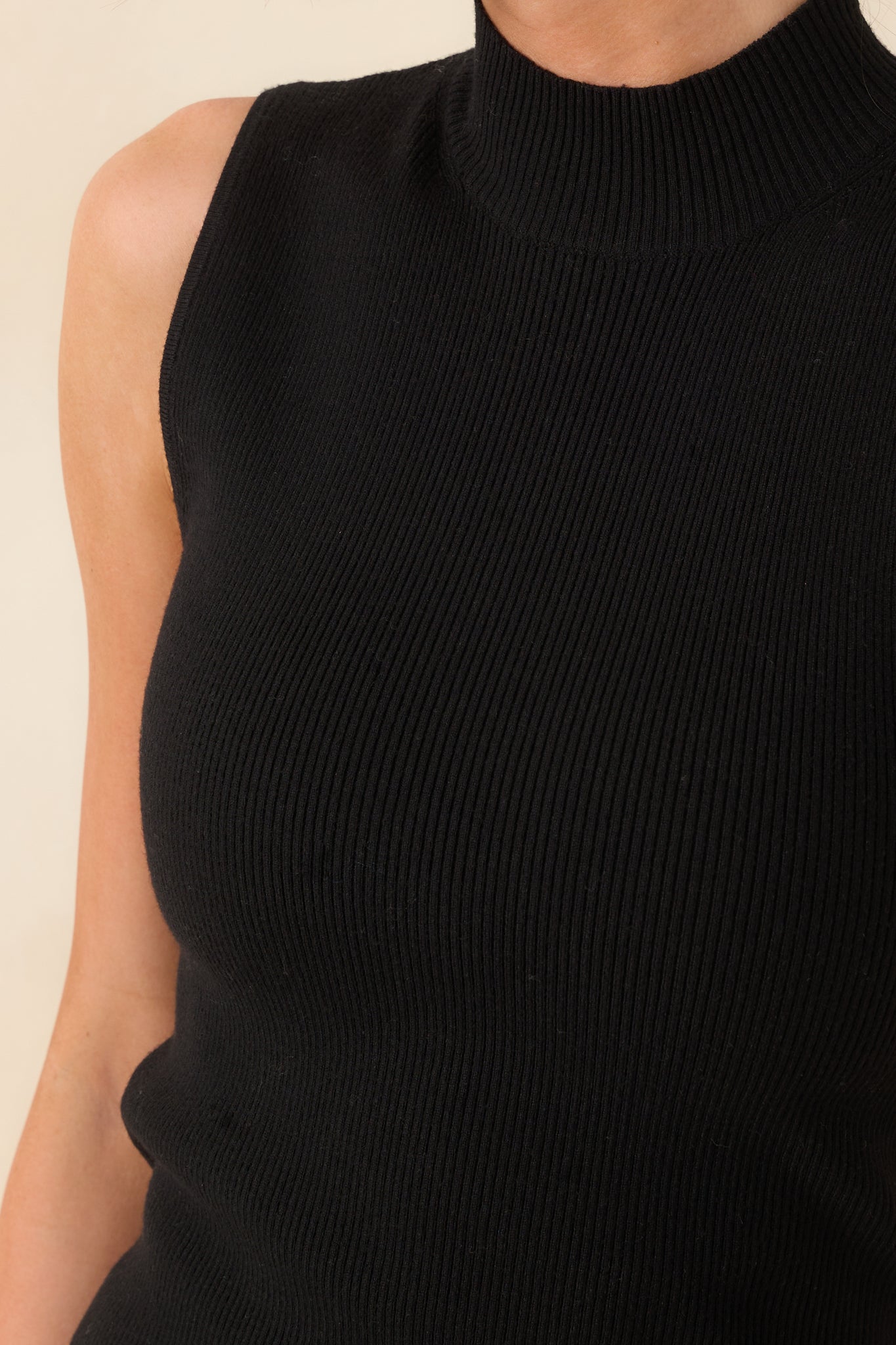 Rewrite Your Story Black Ribbed Mock Neck Tank Top