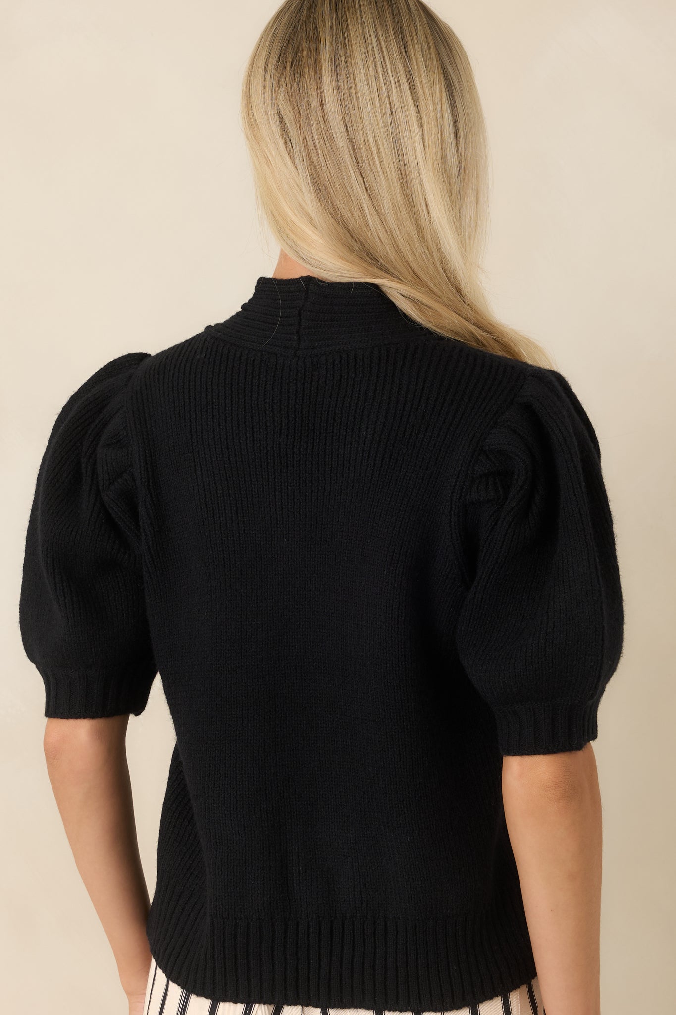 Tied Up Beautifully Black Knit Tie Neck Top
