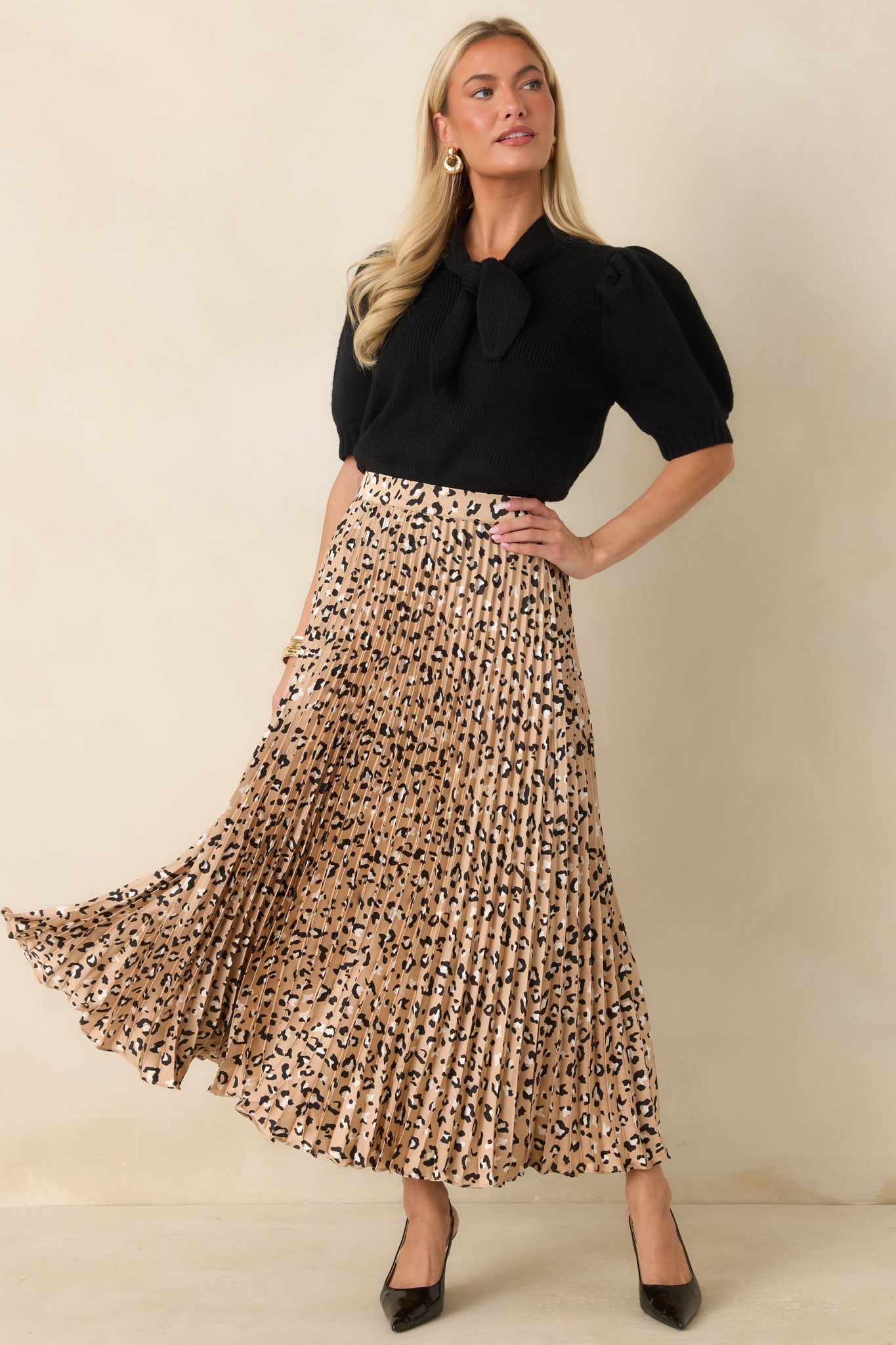 Tied Up Beautifully Black Knit Tie Neck Top