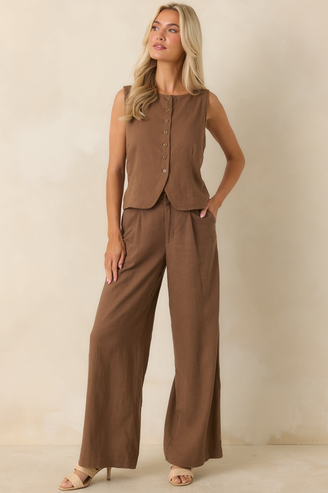 Z Supply Overlook Chestnut Brown Linen Pants