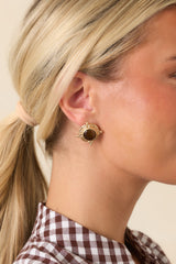 Tied It All Together Textured Brown Stone Stud Earrings