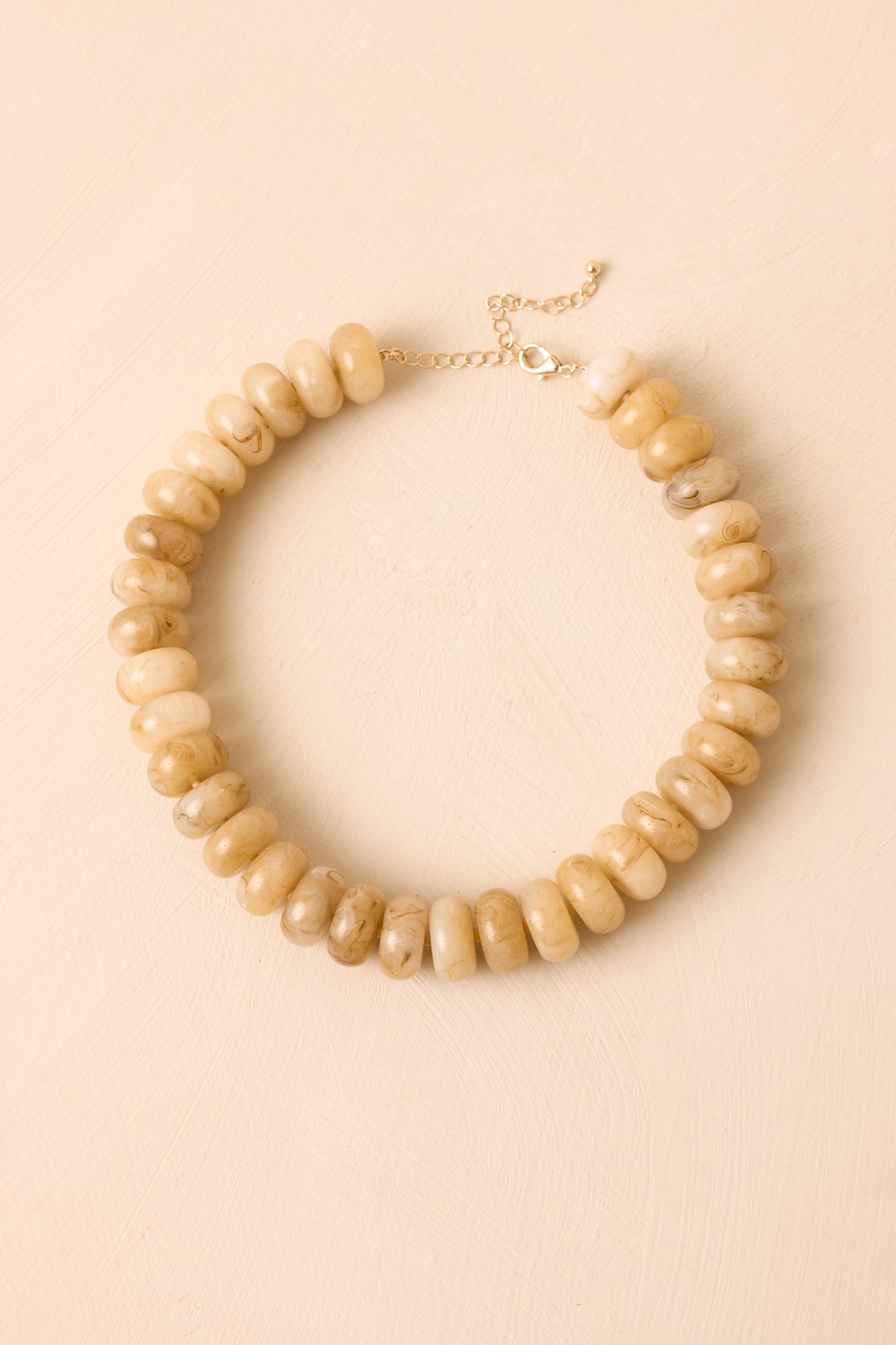 Natural Wonder Beige Marbled Bead Statement Necklace