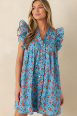 Picked For You Light Blue Floral Cotton Mini Dress