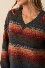 Thread & Supply Rust Multi Stripe Knit Rena Sweater