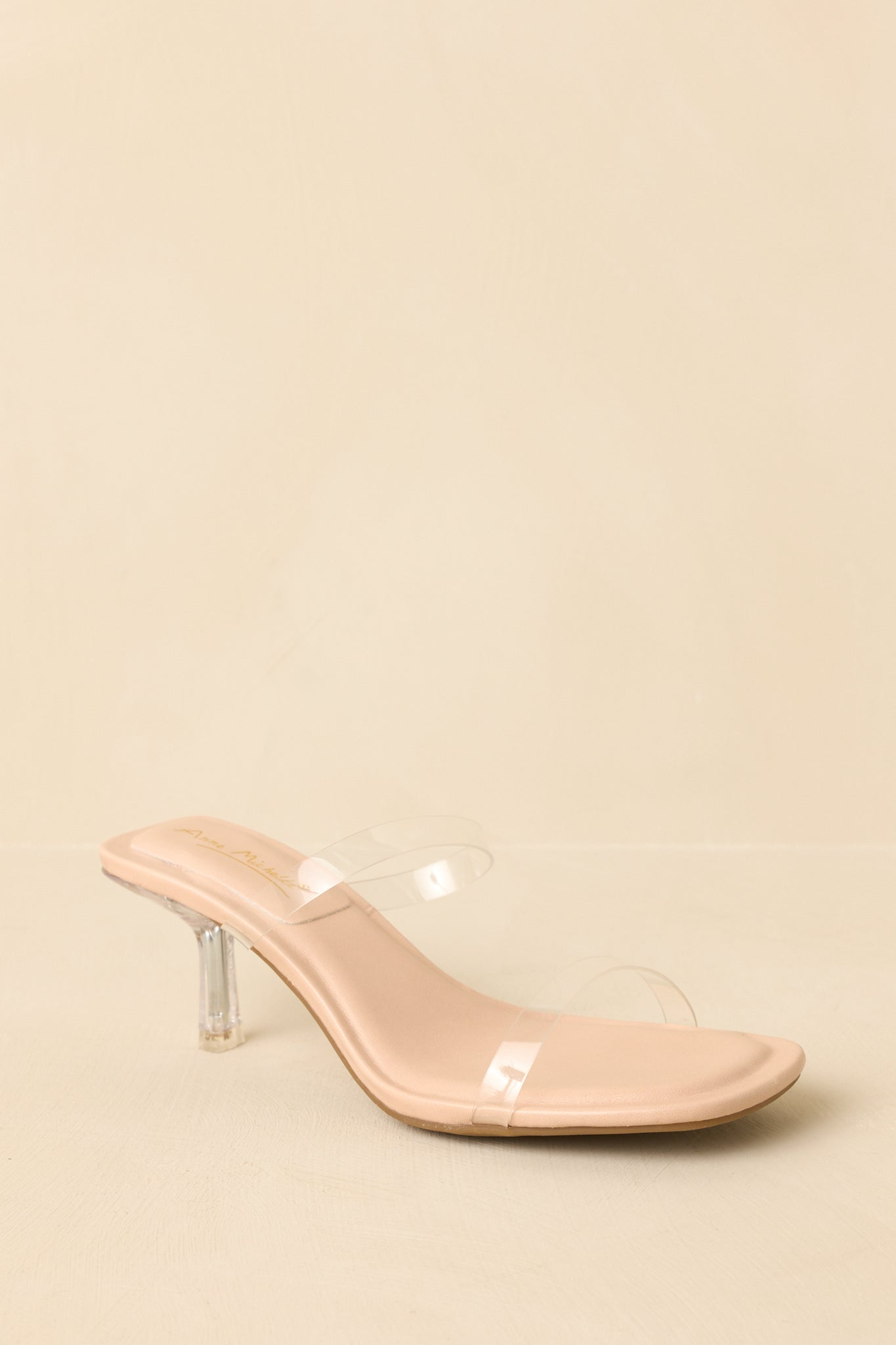Seek The Truth Beige Clear Kitten Heels
