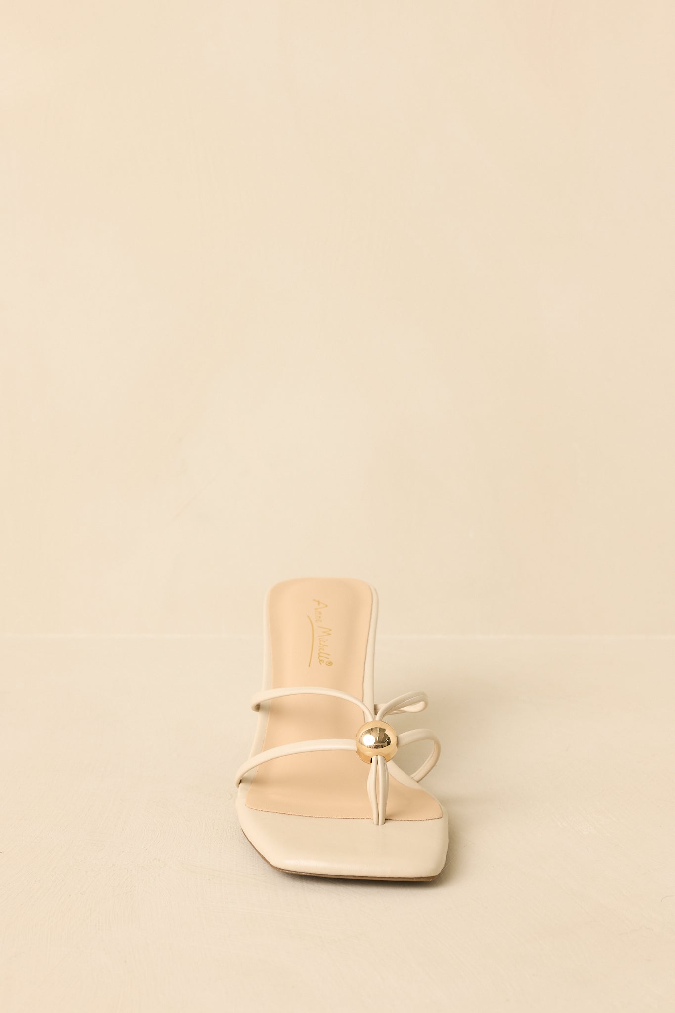 Rise and Shine Natural Faux Leather Strappy Kitten Heel Sandals