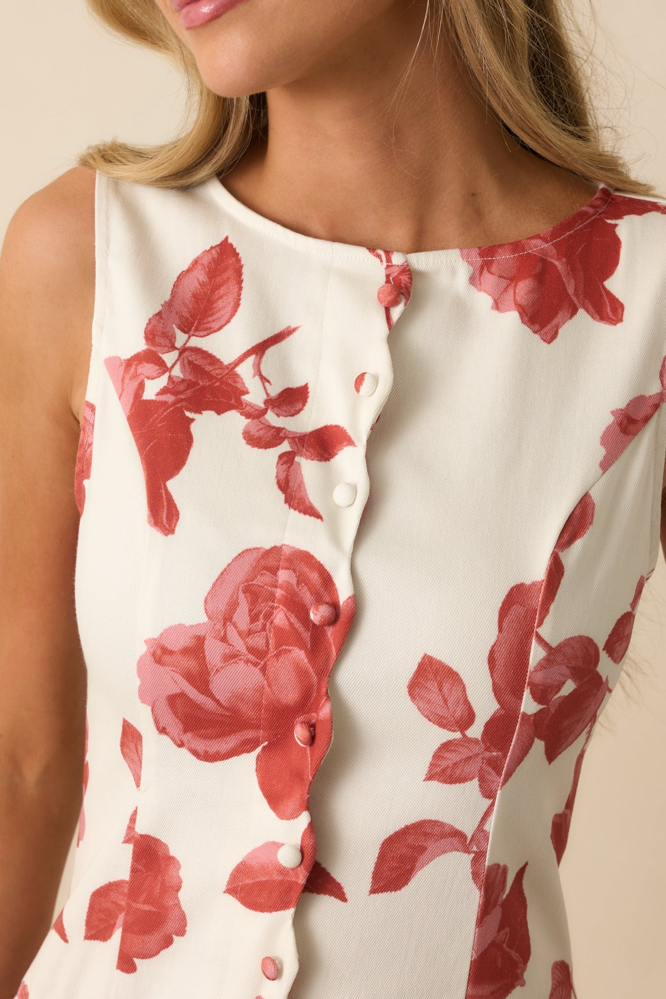 The Best Possible Way Brick Red Floral Print Cotton Maxi Dress