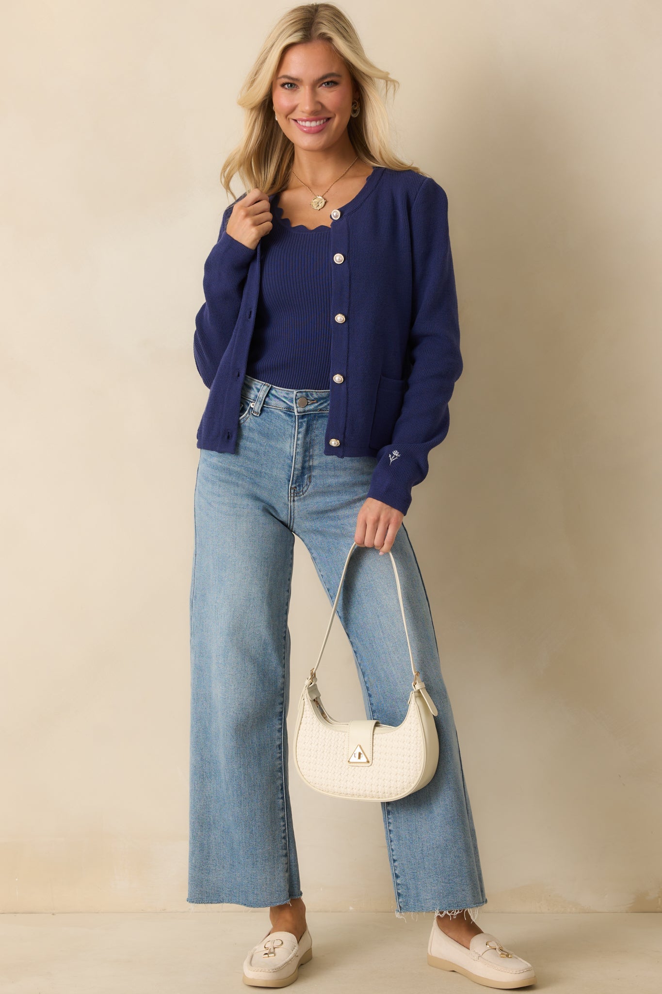 Prosperina Kennedy Navy Cotton Cardigan