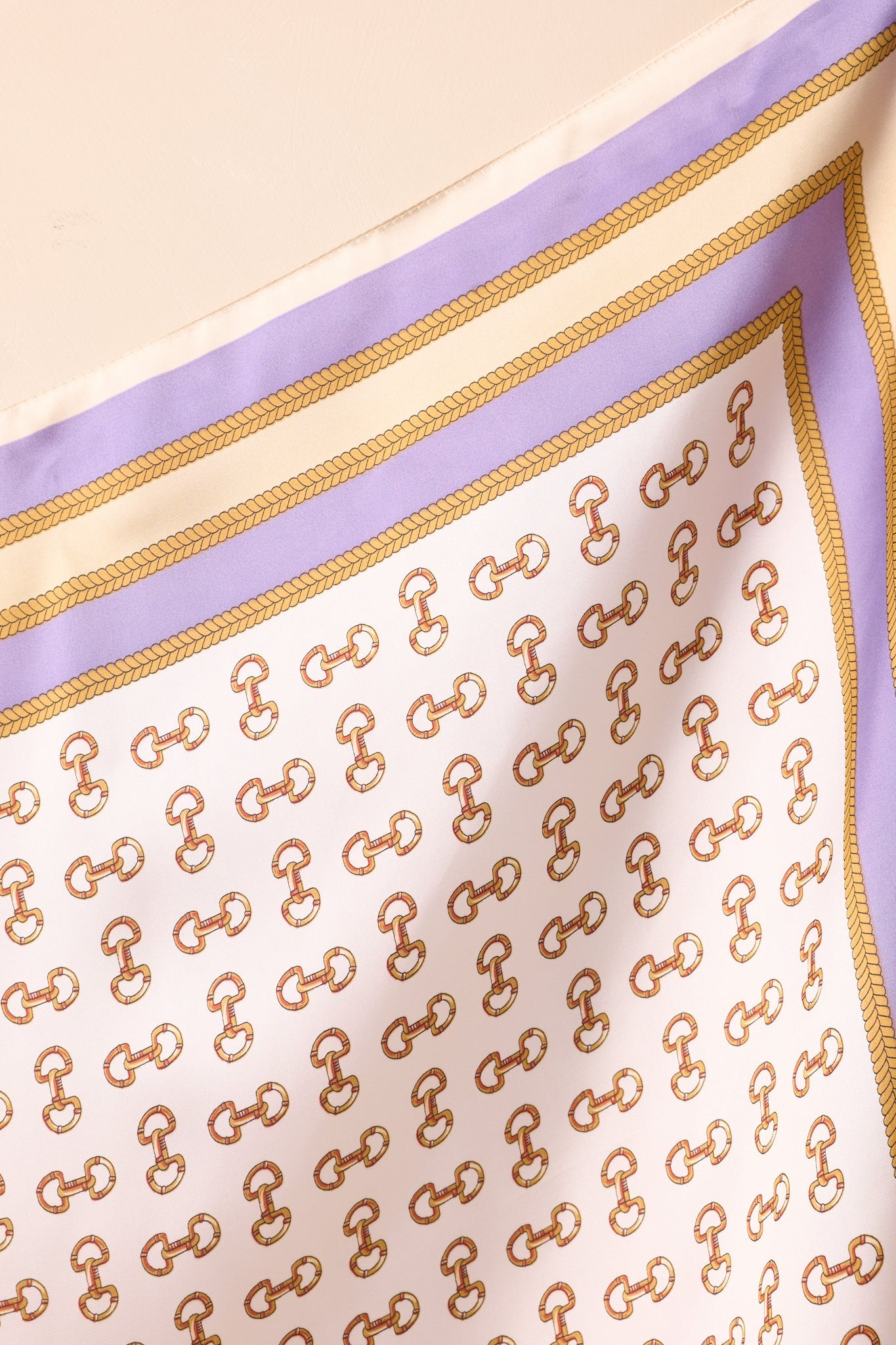At First Light Lavender Multi Equestrian Print Satin Scarf