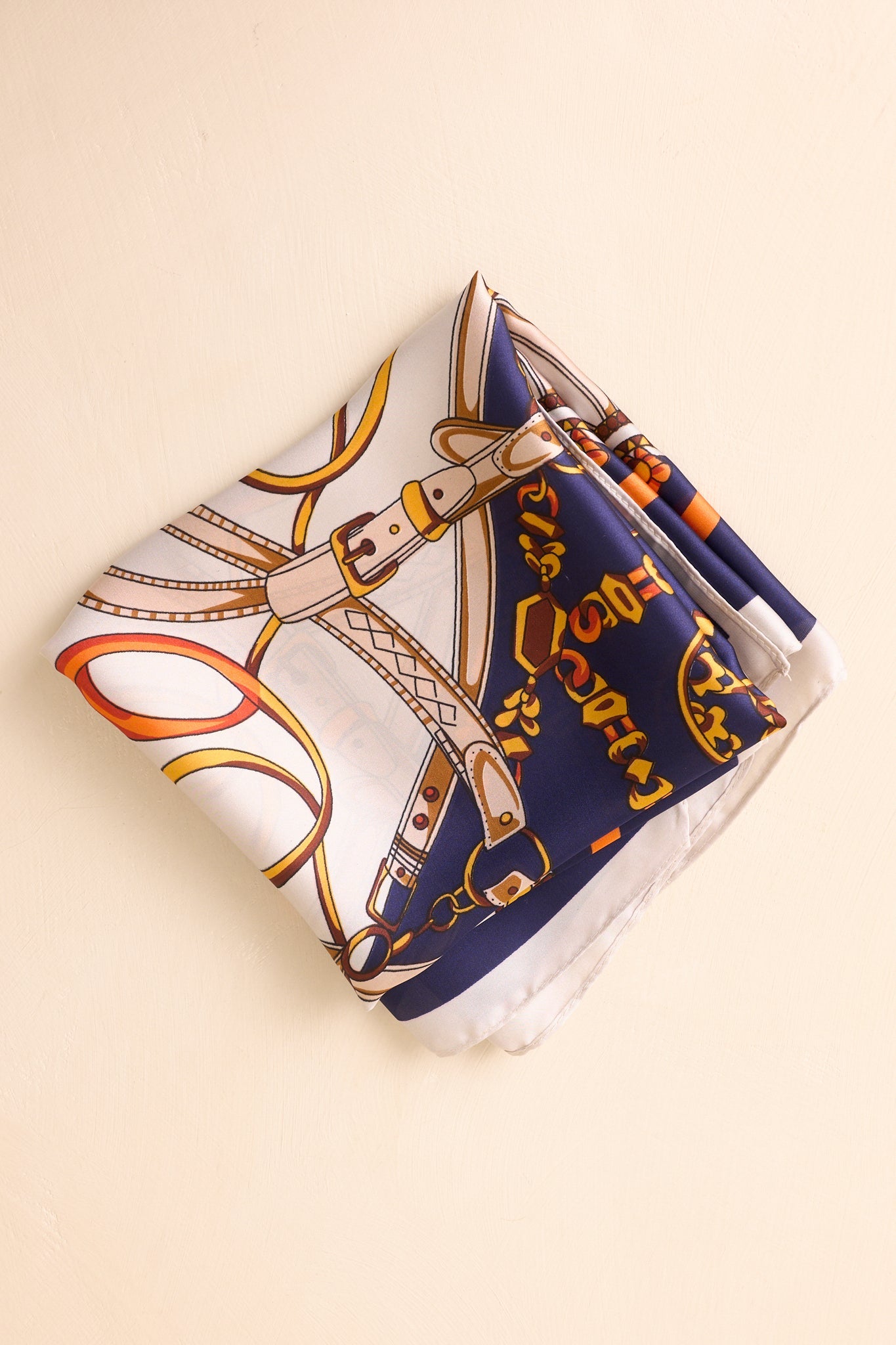 That's How It Goes Navy Multi Equestrian Print Satin Scarf