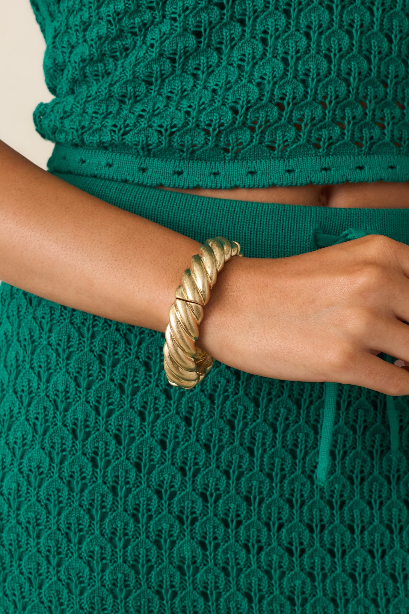Dear Lady Twist Gold Textured Stretch Bracelet