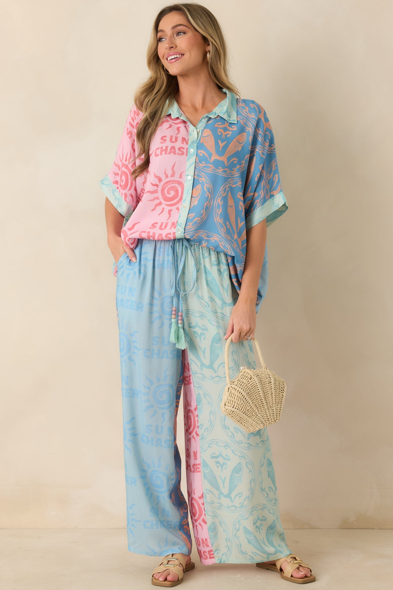 Sun Chaser Multi Colorblock Wide Leg Pants