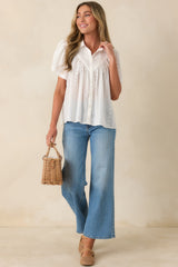 Light as a Breeze White Embroidered Cotton Blouse