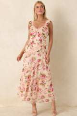 Yours Always Rose Pink Floral Lace & Ruffle Trim Midi Dress