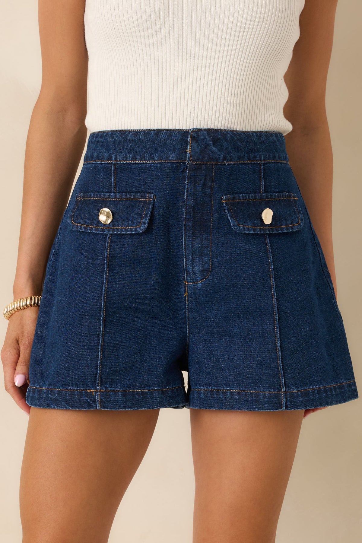 No Notes Needed Indigo Cotton Denim Shorts