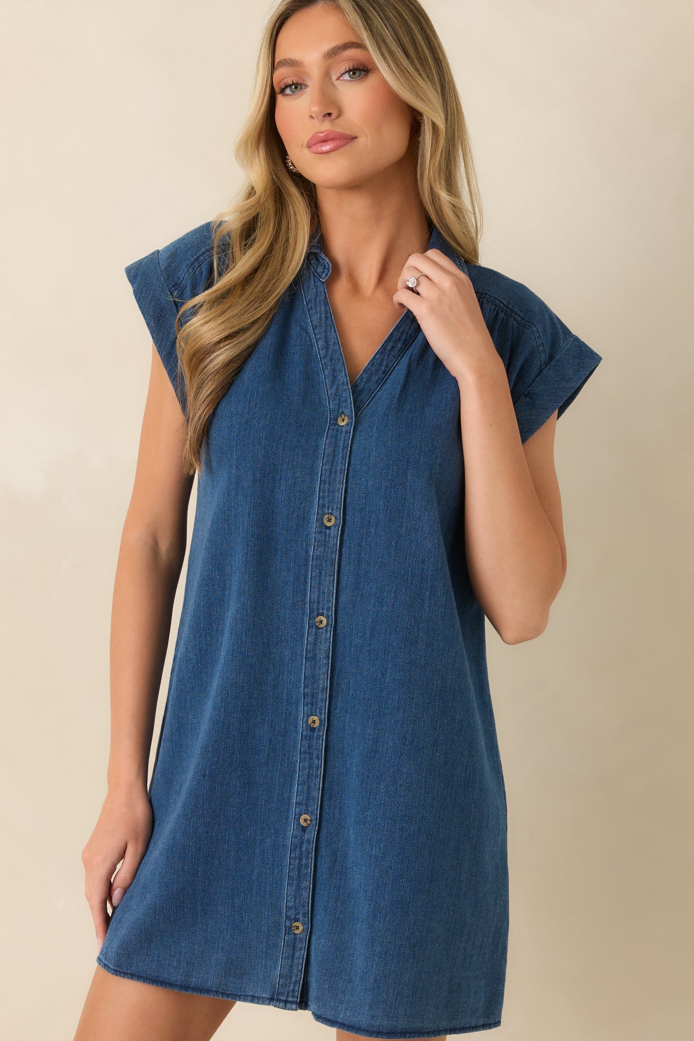 Z Supply Shellbound Twilight Blue Cotton Twill Mini Dress