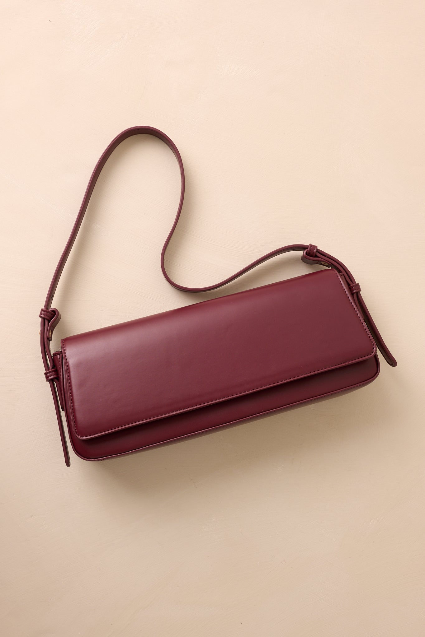 Don't Doubt Me Burgundy Faux Leather Baguette Handbag