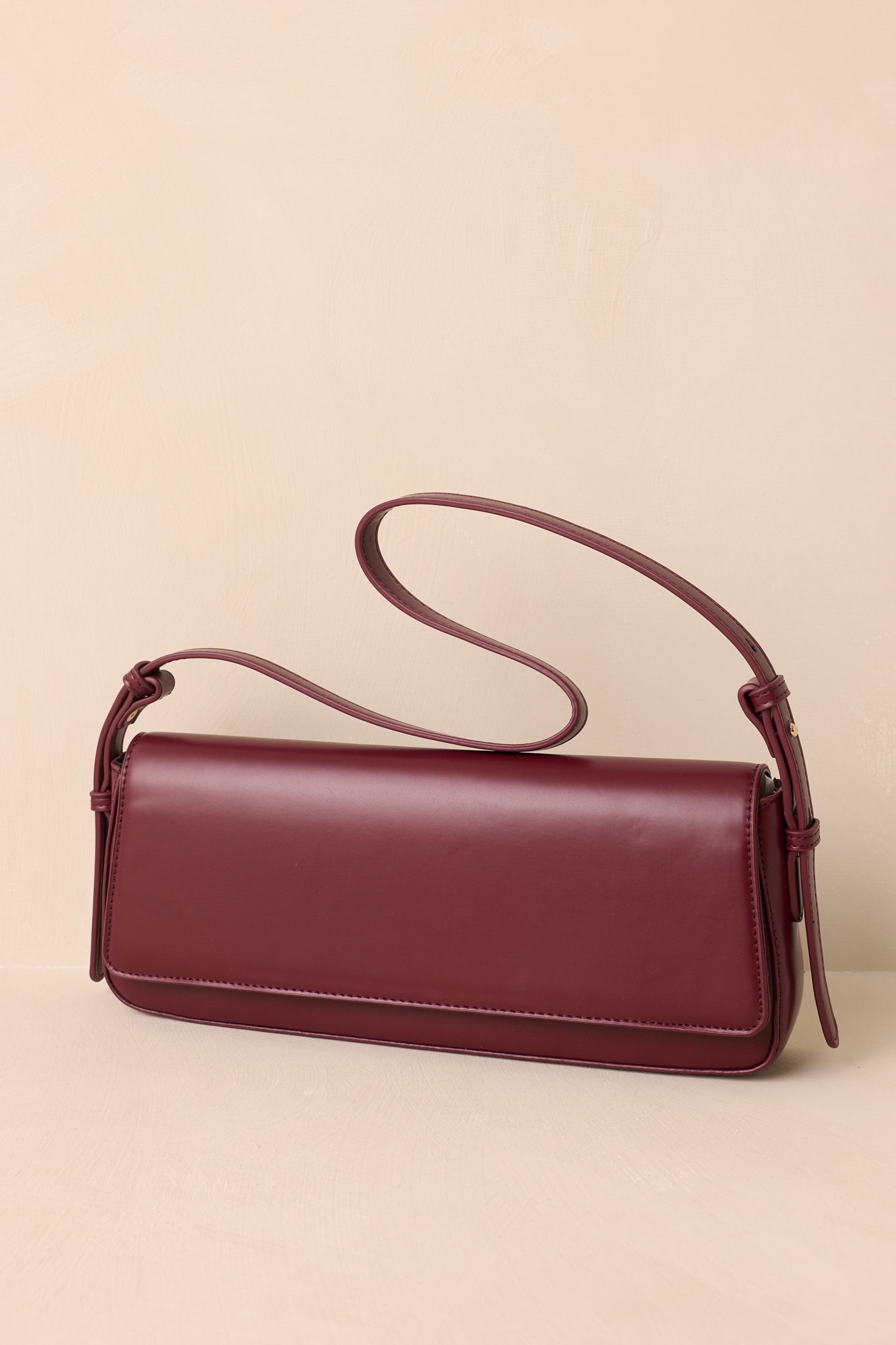 Don't Doubt Me Burgundy Faux Leather Baguette Handbag