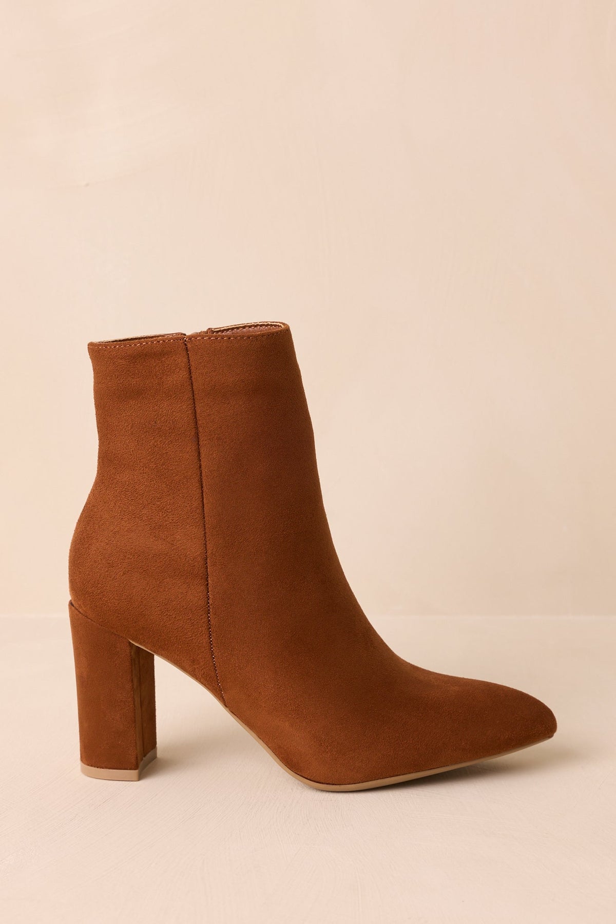 From Here On Cinnamon Brown Faux Suede Block Heel Ankle Boots