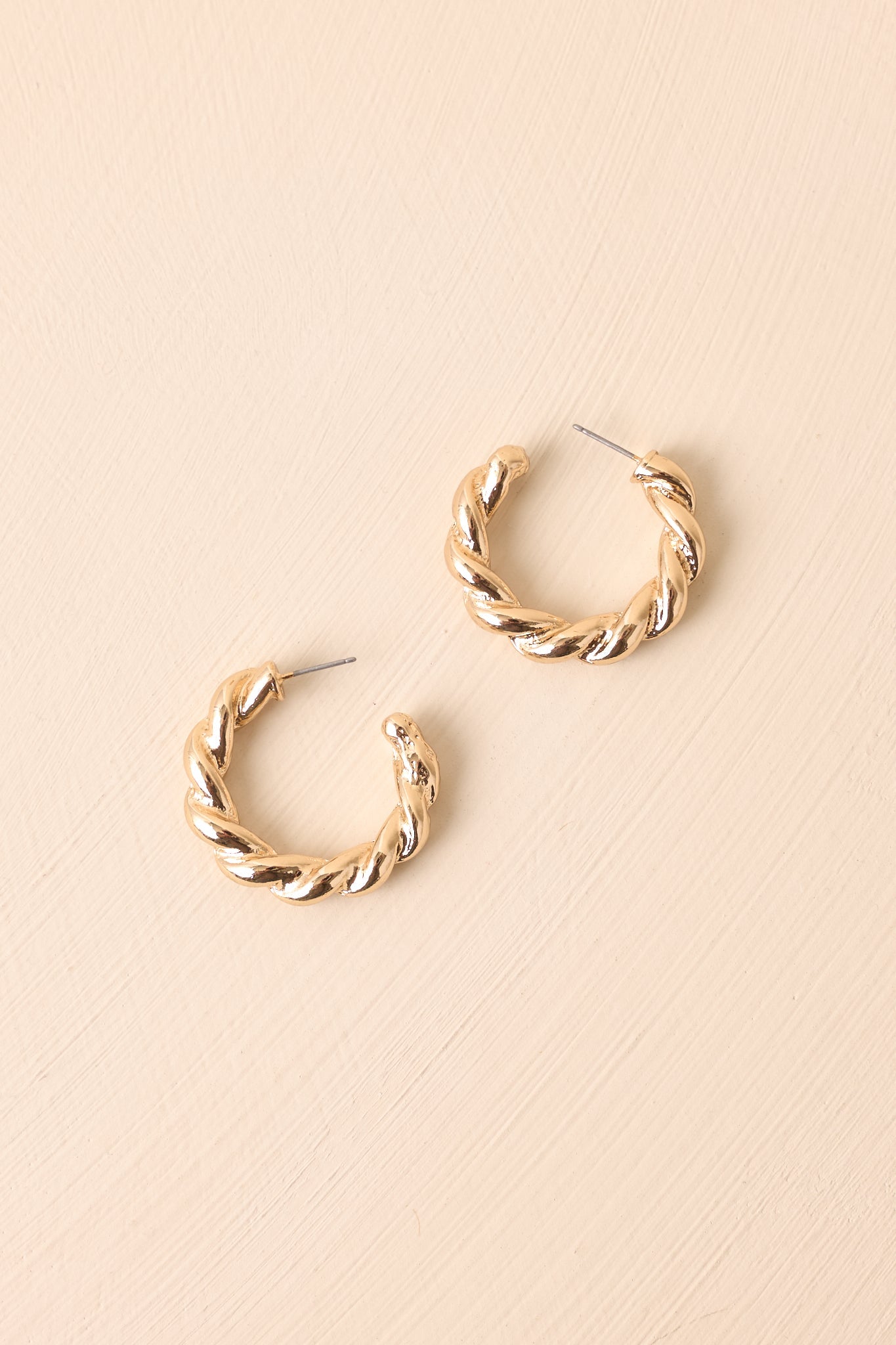 I Could See It Gold Twisted Open Hoop Earrings