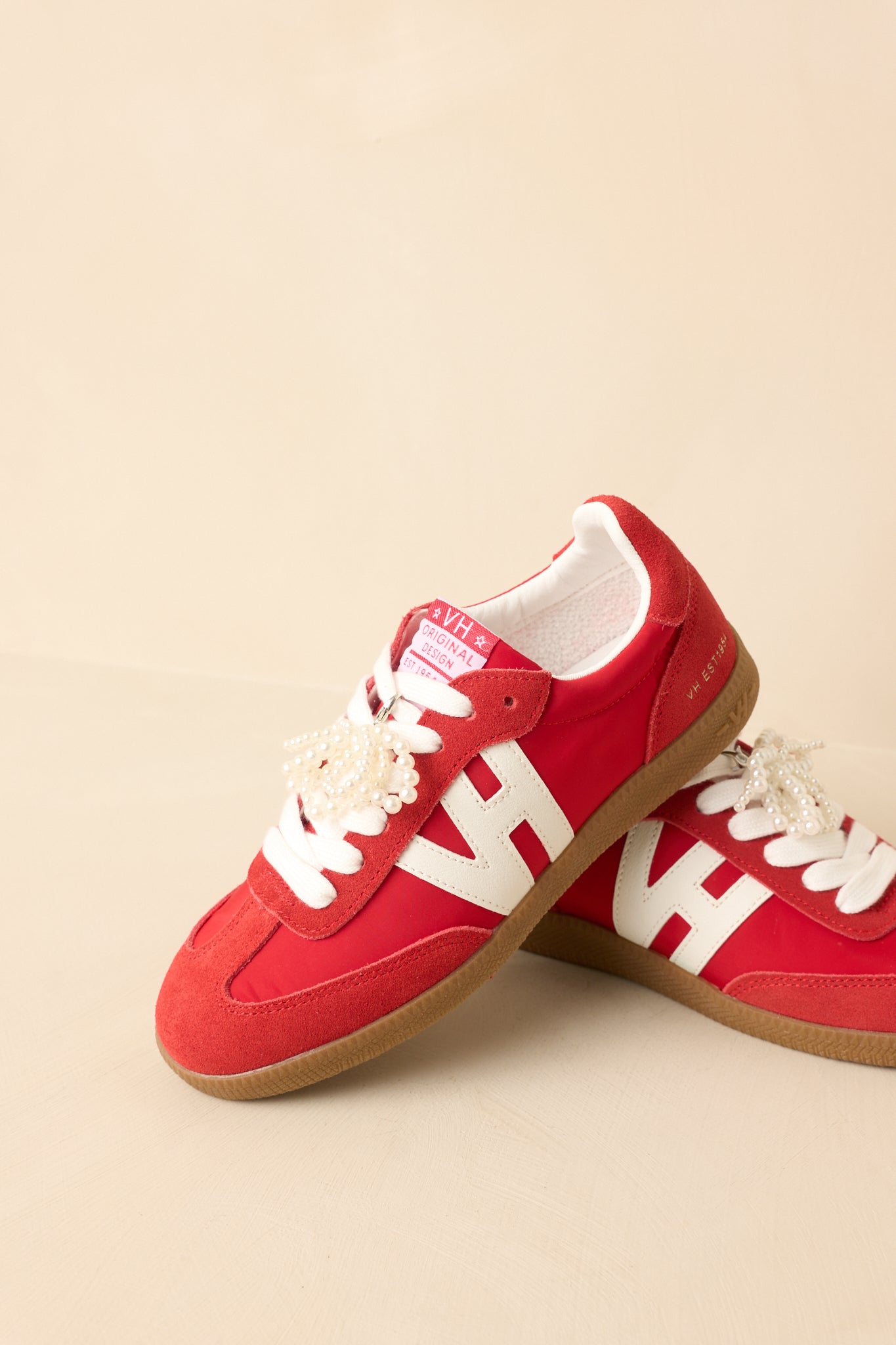 Vintage Havana Nadia Red Suede Lace-Up Sneakers