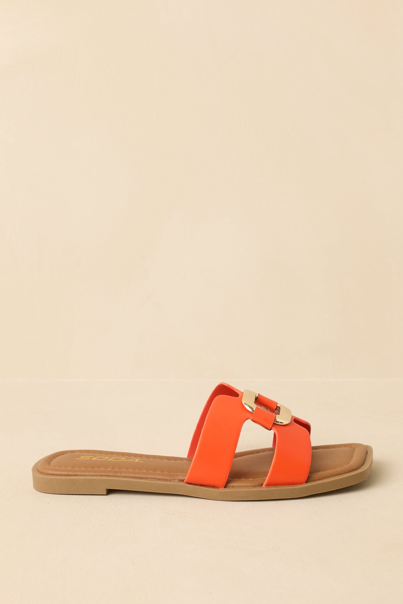 Time After Time Orange Faux Leather Sandals