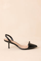 Elegant Lift Black Slingback Kitten Heels