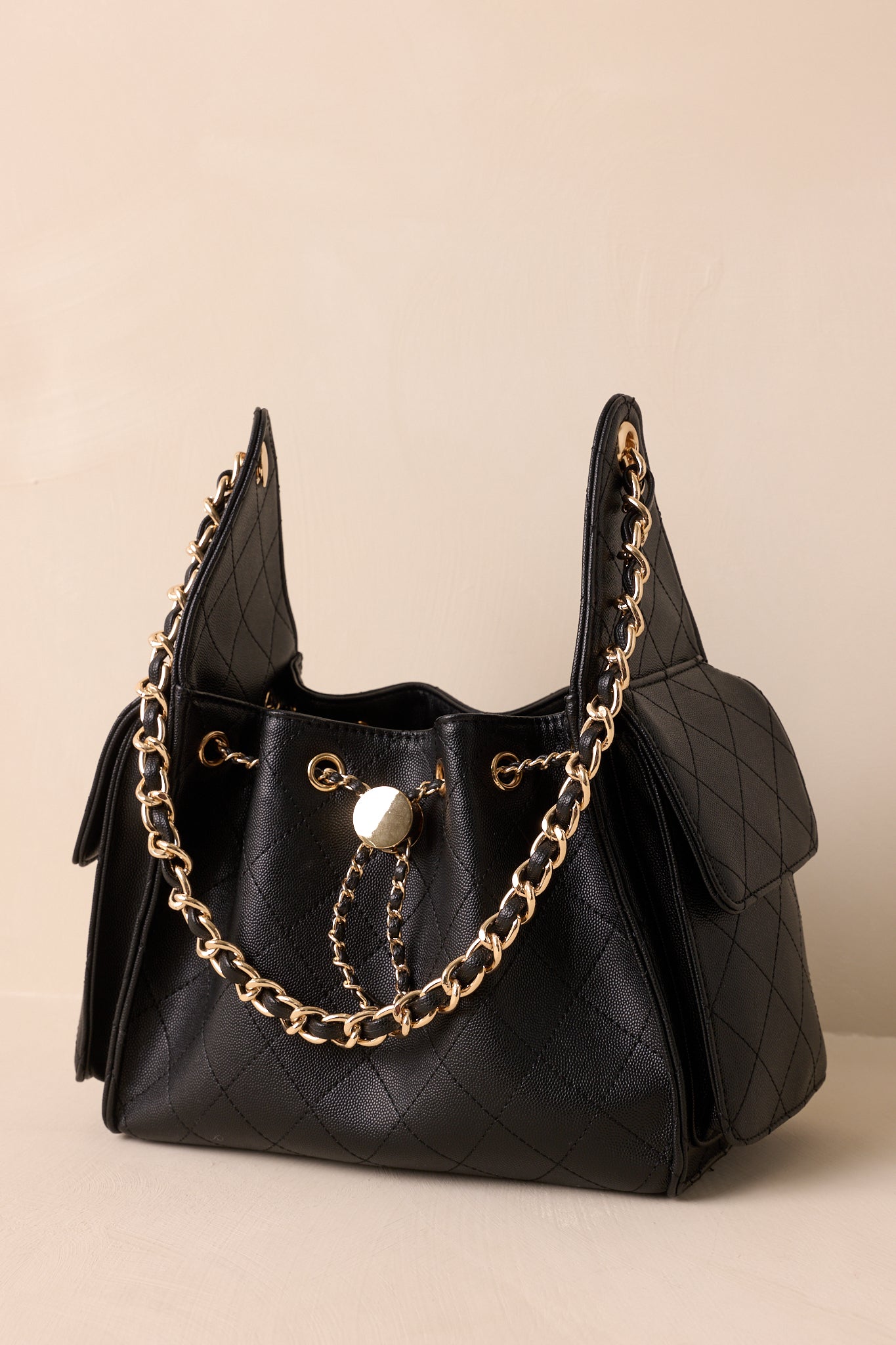 Promise Me Forever Black Quilted Faux Leather Purse
