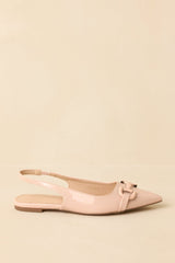 As It Stands Light Beige Patent Pointed Toe Slingback Flats