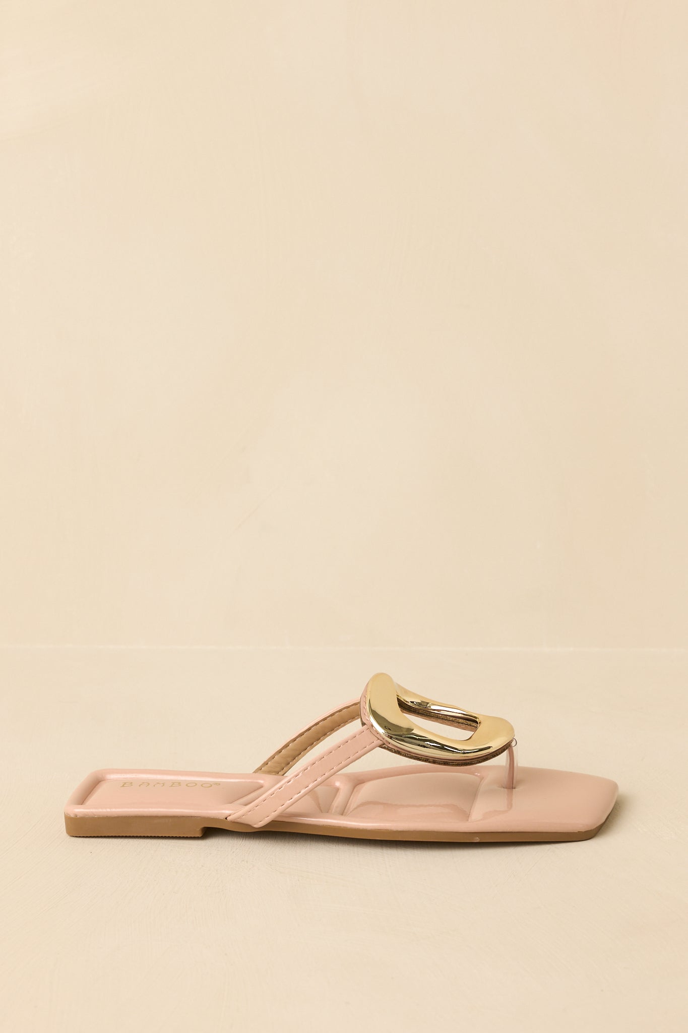 Riviera Glow Nude Patent Gold Accent Sandals