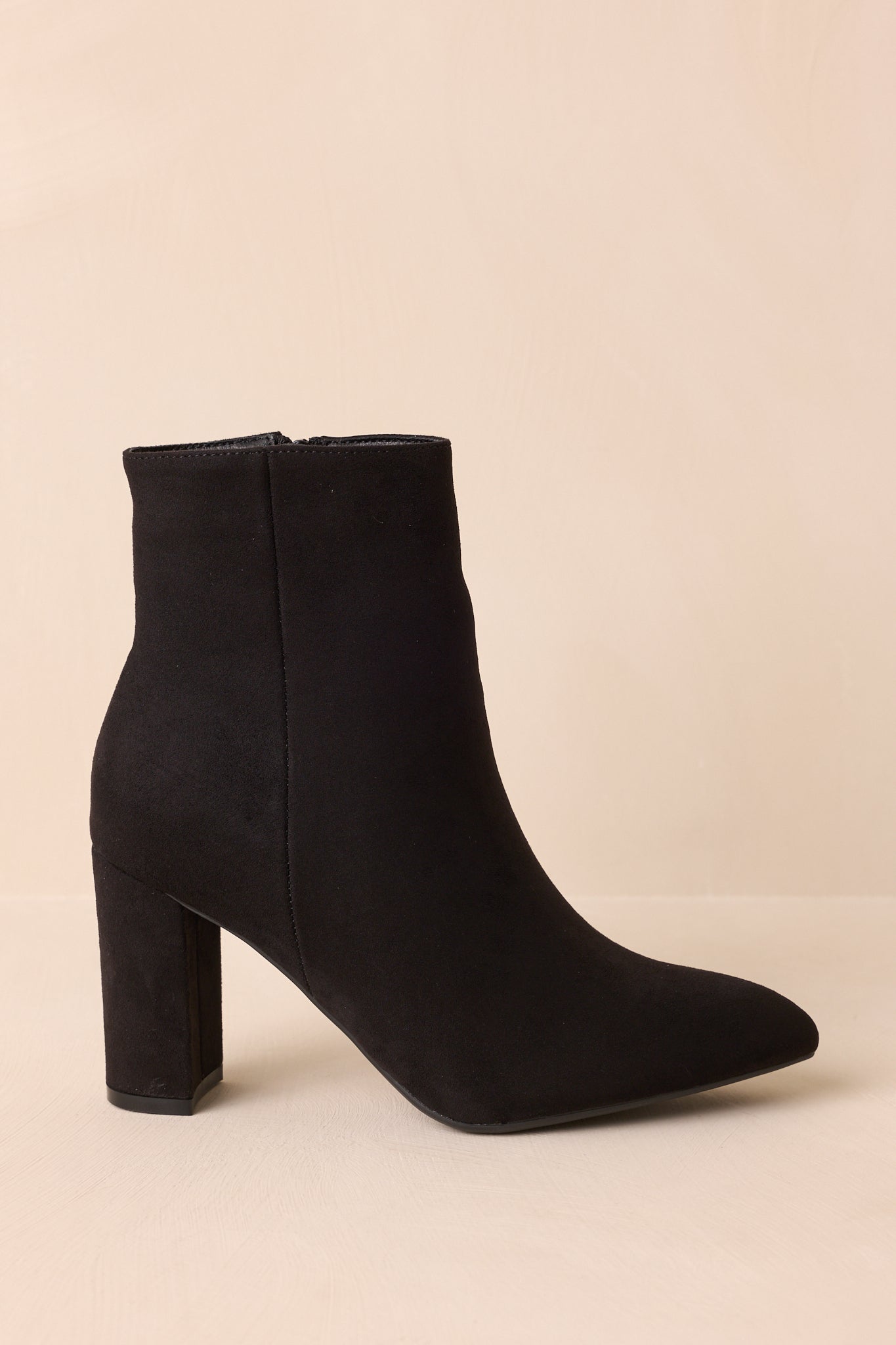 From Here On Black Faux Suede Block Heel Ankle Boots