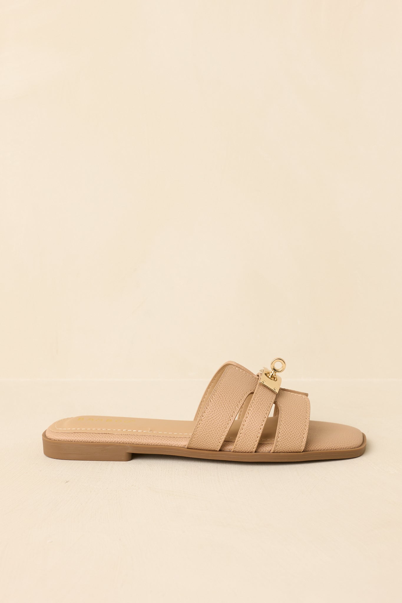 Coastline Classic Beige Faux Leather Slide Sandals