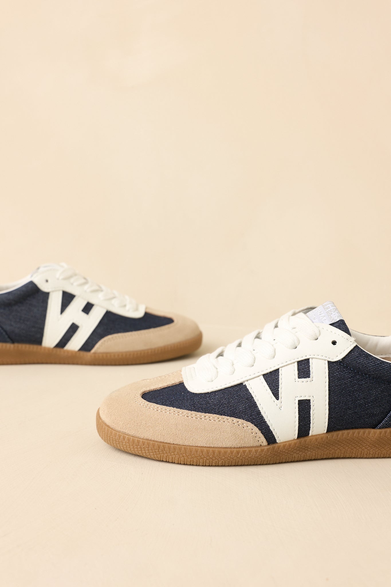 Vintage Havana Nadia Navy & Taupe Suede Lace-Up Sneakers