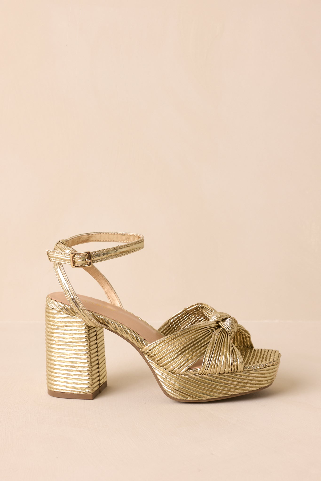 Go For It Gold Metallic Block Heels