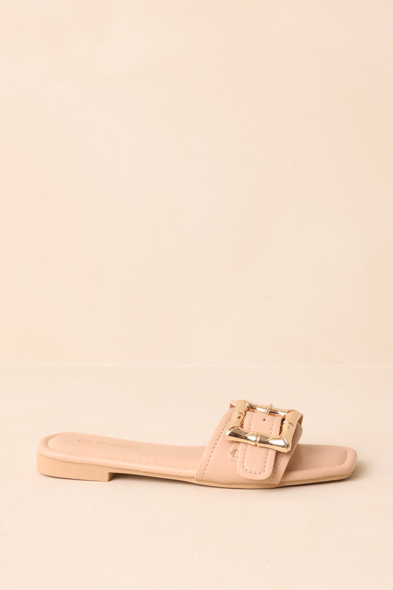 Hidden Treasure Beige Buckle Flat Sandals