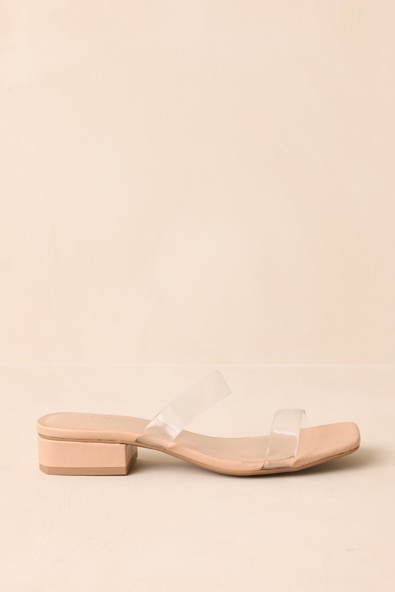 Timeless Edge Clear Beige Low Block Heel Sandals
