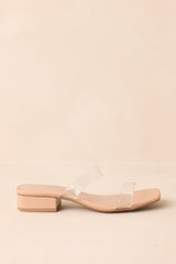 Timeless Edge Clear Beige Low Block Heel Sandals