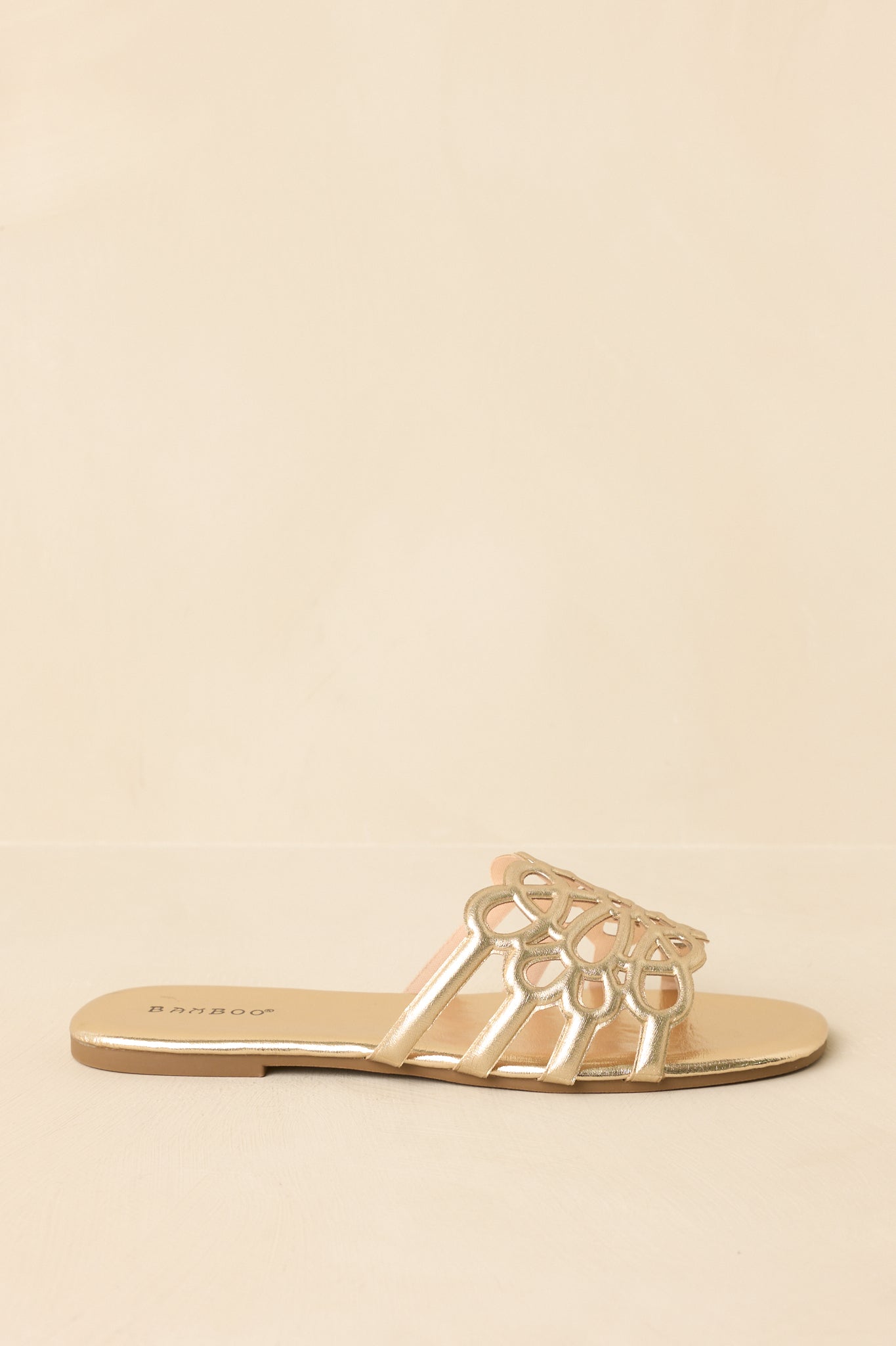 Slip Into Something Pretty Gold Cutout Slide Sandals