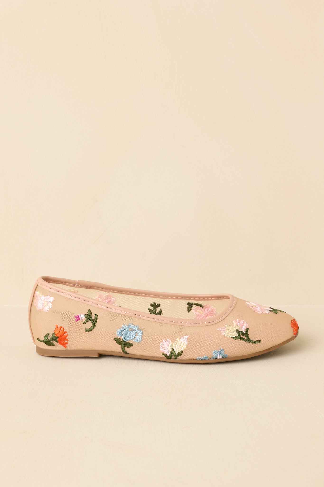 Petal Soft Nude Multi Floral Mesh Ballet Flats
