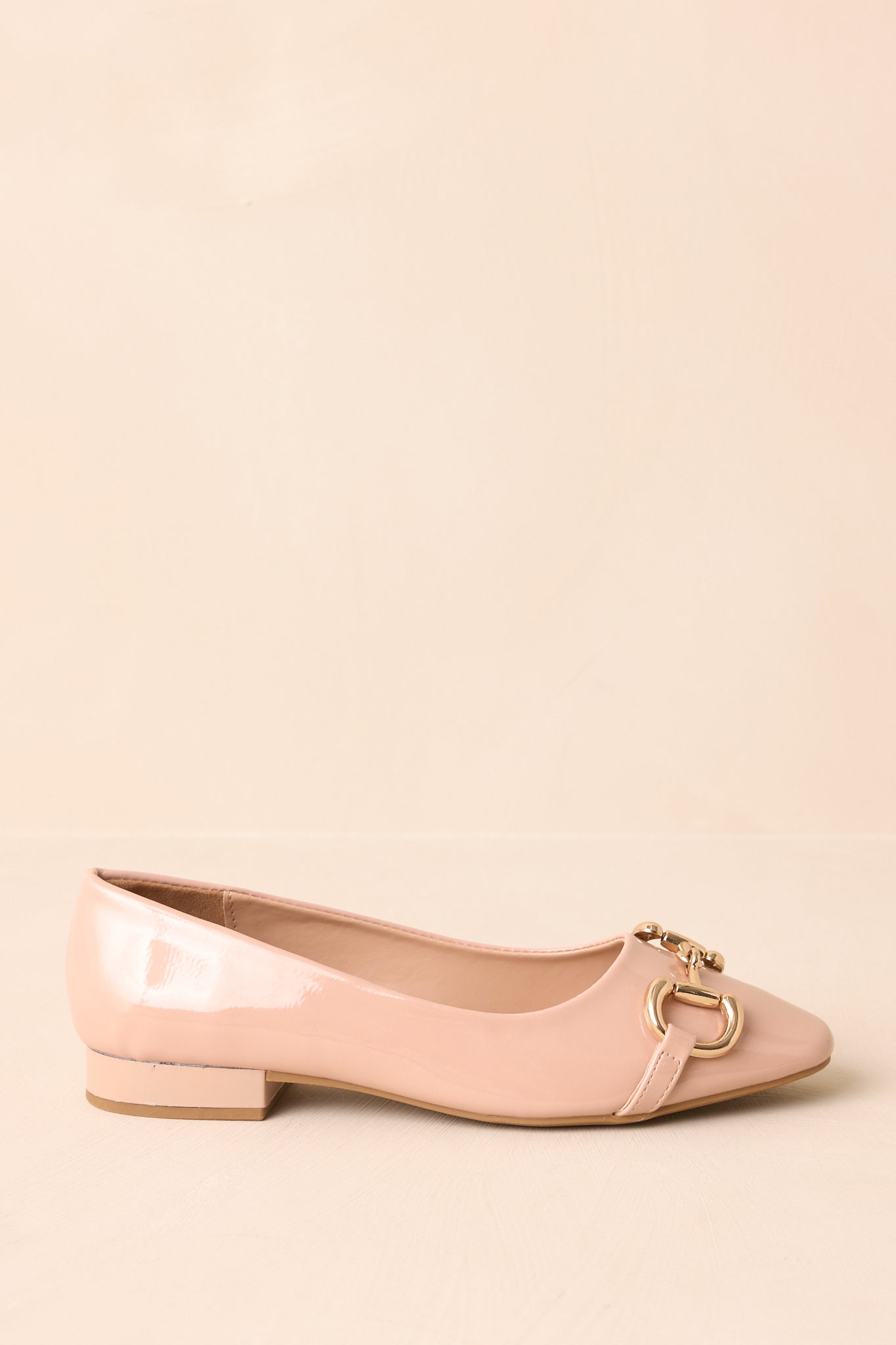 Stay The Course Beige Patent Faux Leather Loafers