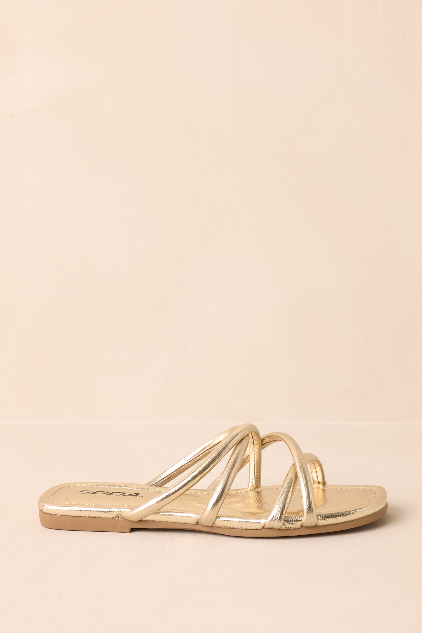 Wide Open Spaces Metallic Gold Flat Slide On Sandals