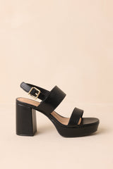 Nobody Else Black Faux Leather High Heel Platform Sandals