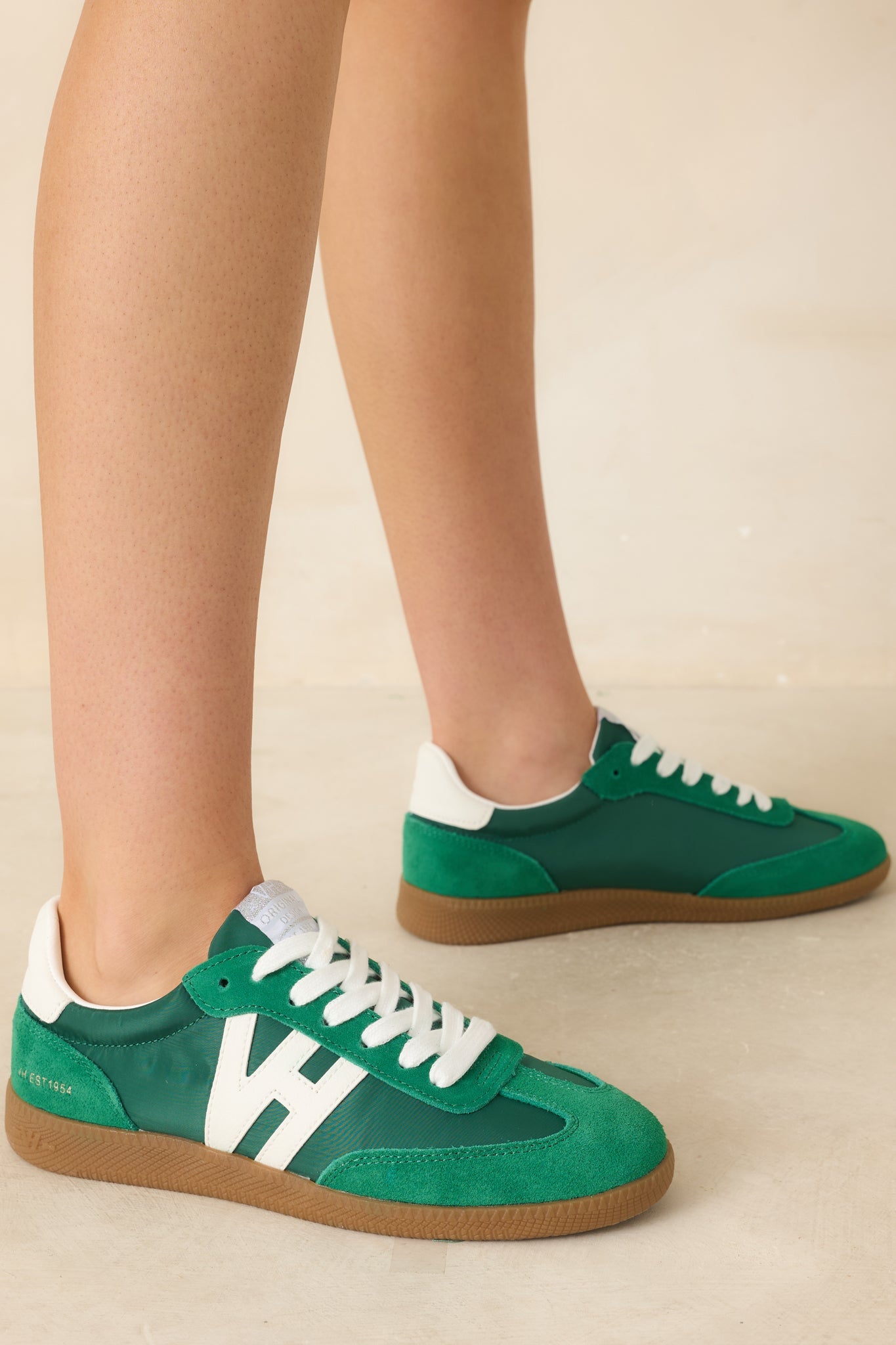 Vintage Havana Nadia Green Suede Lace-Up Sneakers