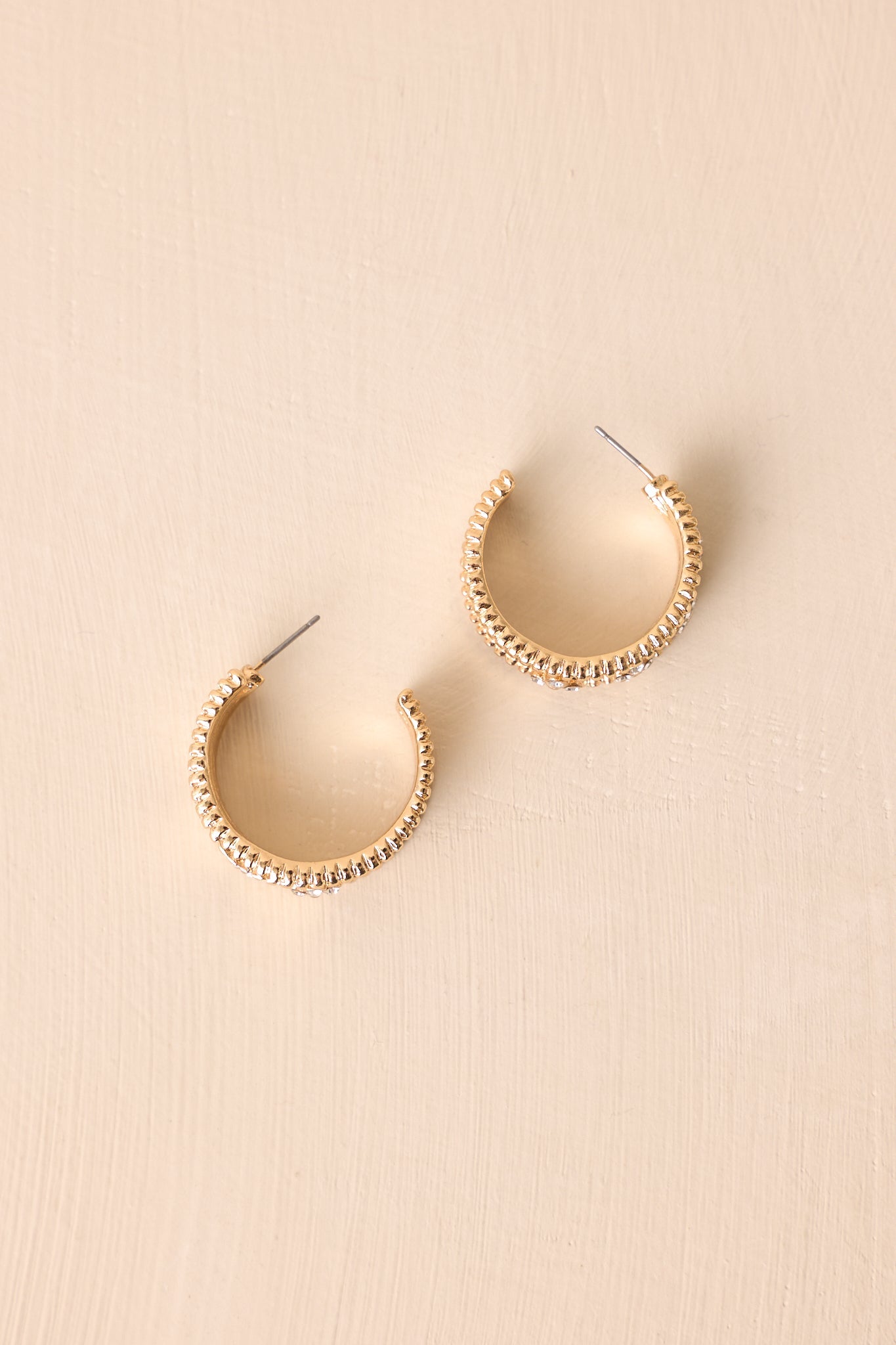 Move With Intention Gold Rhinestone Floral Hoop Earrings