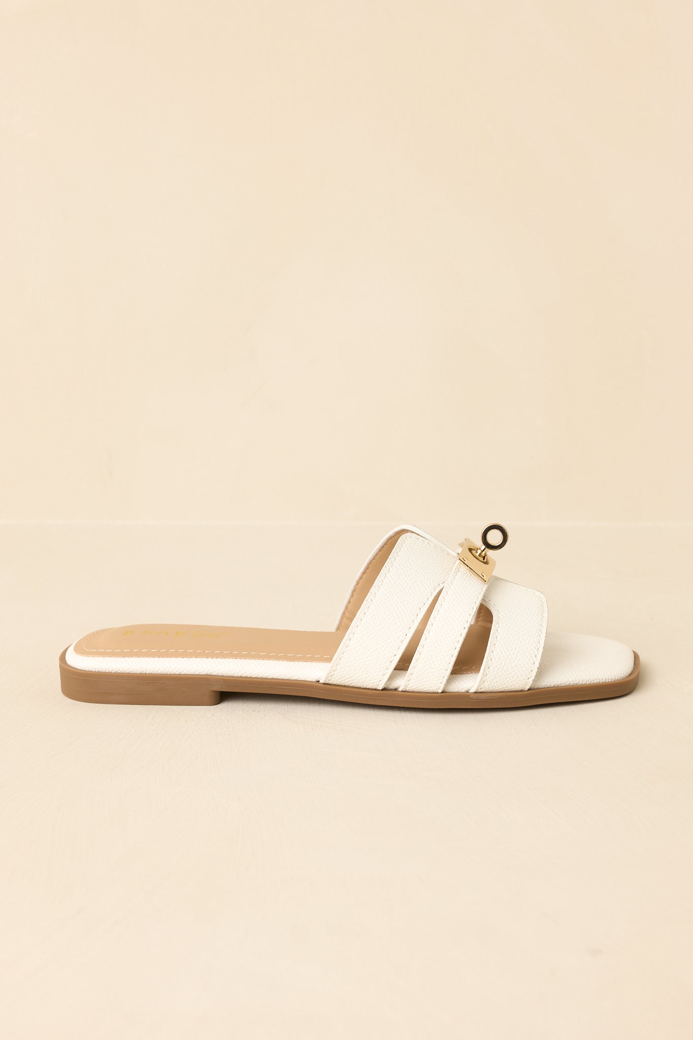 Coastline Classic White Faux Leather Slide Sandals