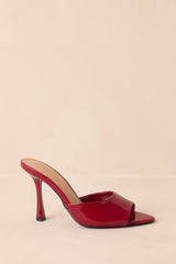 Every Step Counts Red Faux Leather High Heel Sandals