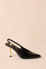 Stood My Ground Black Patent Pointed Toe Slingback Heels